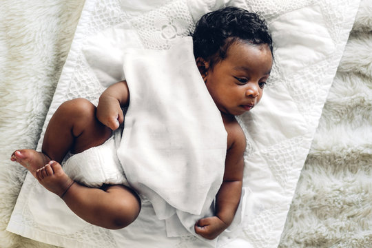 Sleeping Newborn Black Baby Girl